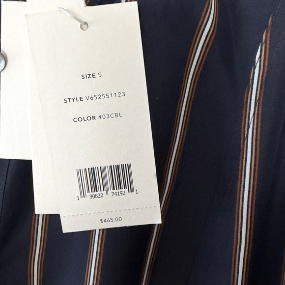 Vince Navy and Beige Striped Long Sleeve Dress - Picture 3 of 4